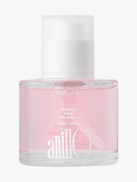 Anillo Rosy Night Repair Hair Essence in branded component on a light gray background