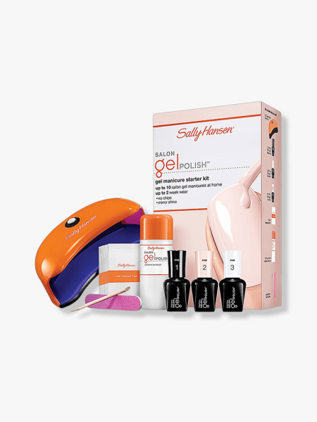 Sally Hansen Salon Gel Polish Starter Kit in branded components on a light gray background