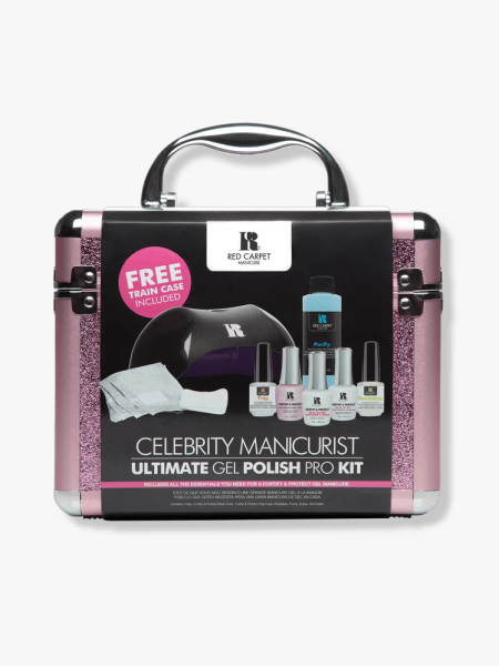Red Carpet Manicure Pro 45 Train Case in branded component on a light gray background