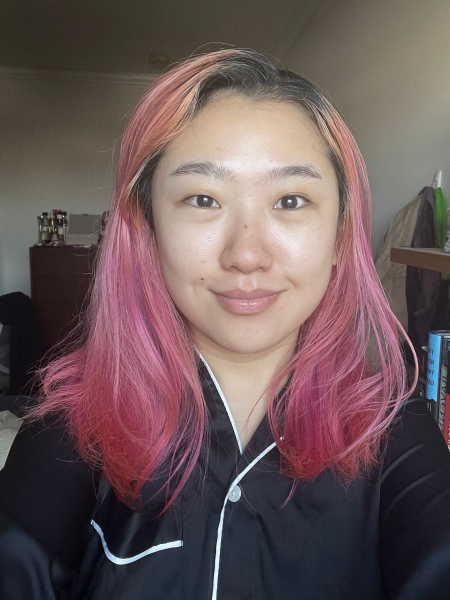 A selfie of Allure commerce editor Sarah Han before washing her hair